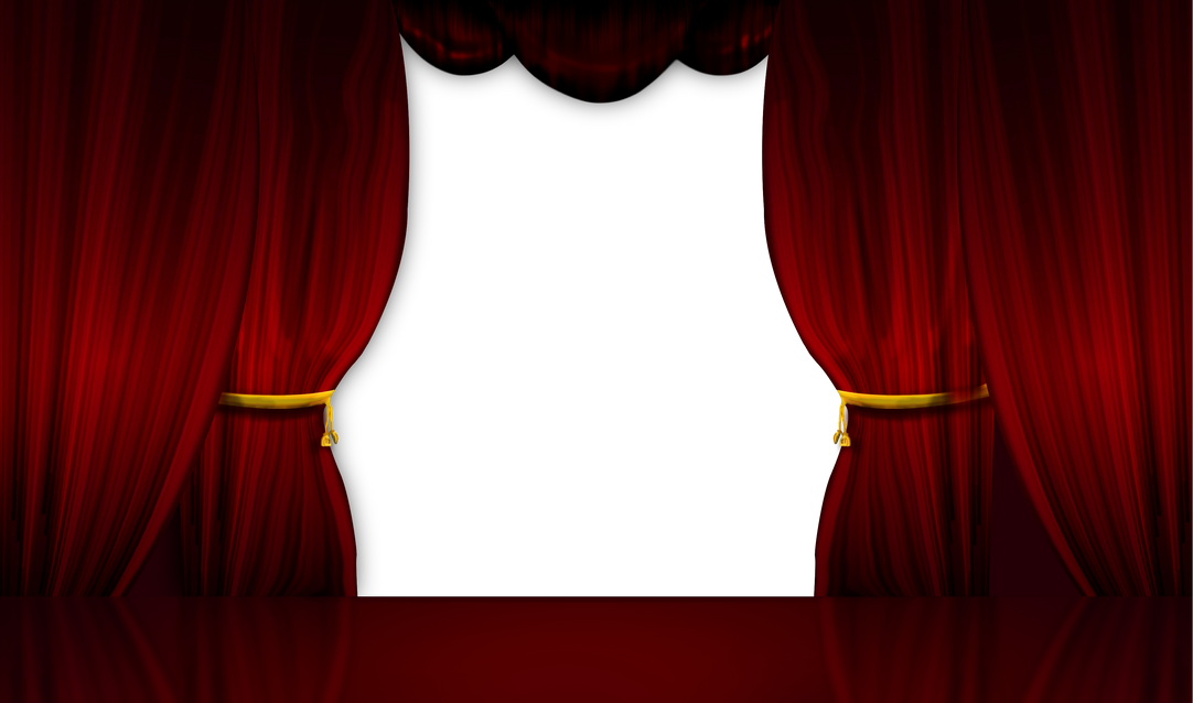 Theatre red curtains stage drapery opening scene
